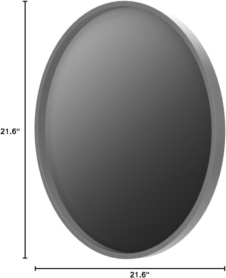 Kate and Laurel Travis Round Wood Wall Vanity Mirror, 22 Inch Diameter, Gray, Modern Circle Mirror for Use as Bathroom Mirror for Over Sink or Accent Entryway Mirror