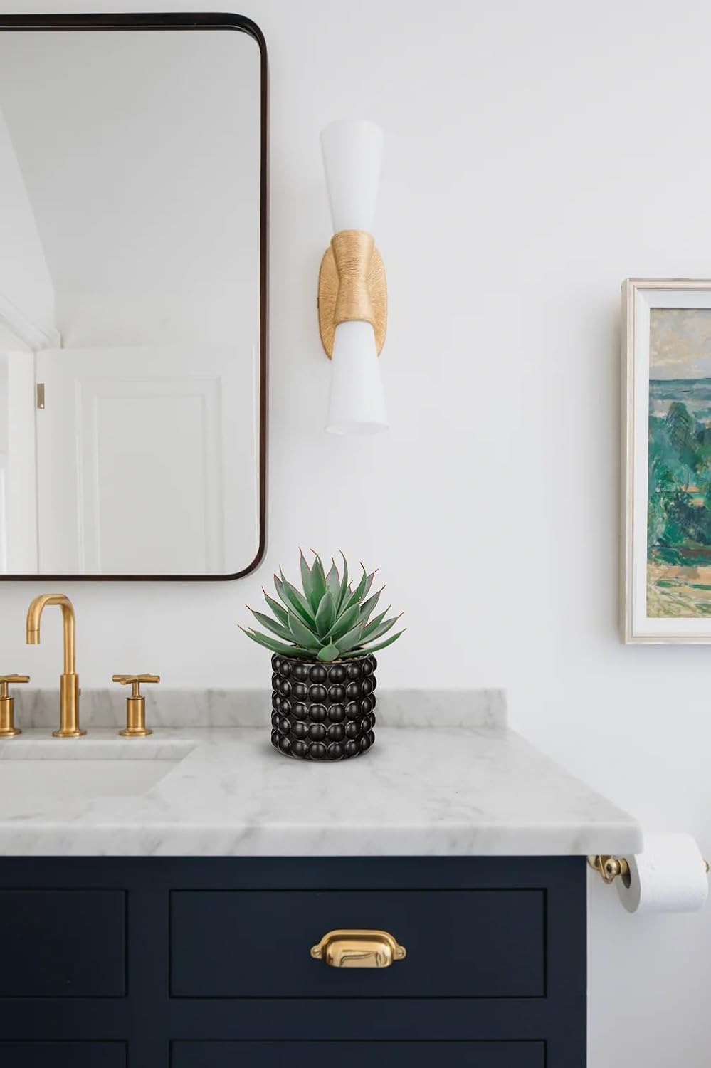 Briful Succulents Plants Artificial for Home Decor, Realistic Potted Fake Agave Plant, Bubbled Plant Pot, Cute Aloe Maguey Faux Plant, Shelf Tables Decor, Modern Farmhouse Home Decorations