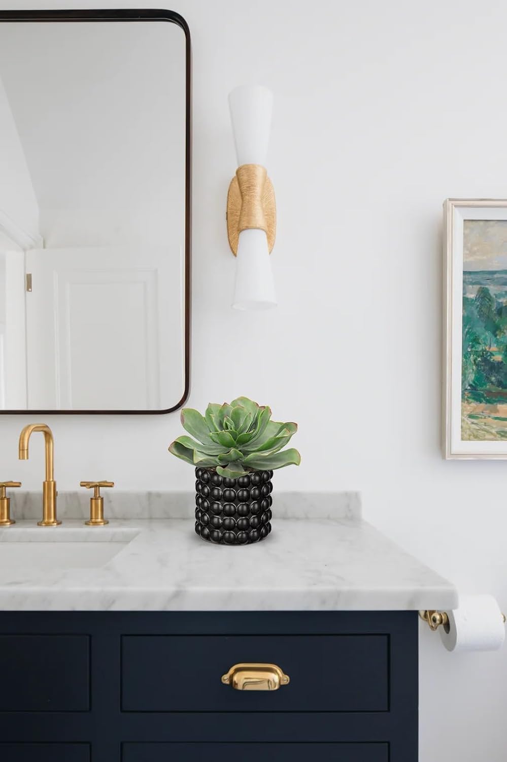 Briful Succulents Plants Artificial for Home Decor, Realistic Potted Fake Plant, Bubbled Plant Pot, Cute Succulents Faux Plant, Shelf Tables Decor, Modern Farmhouse Home Decorations