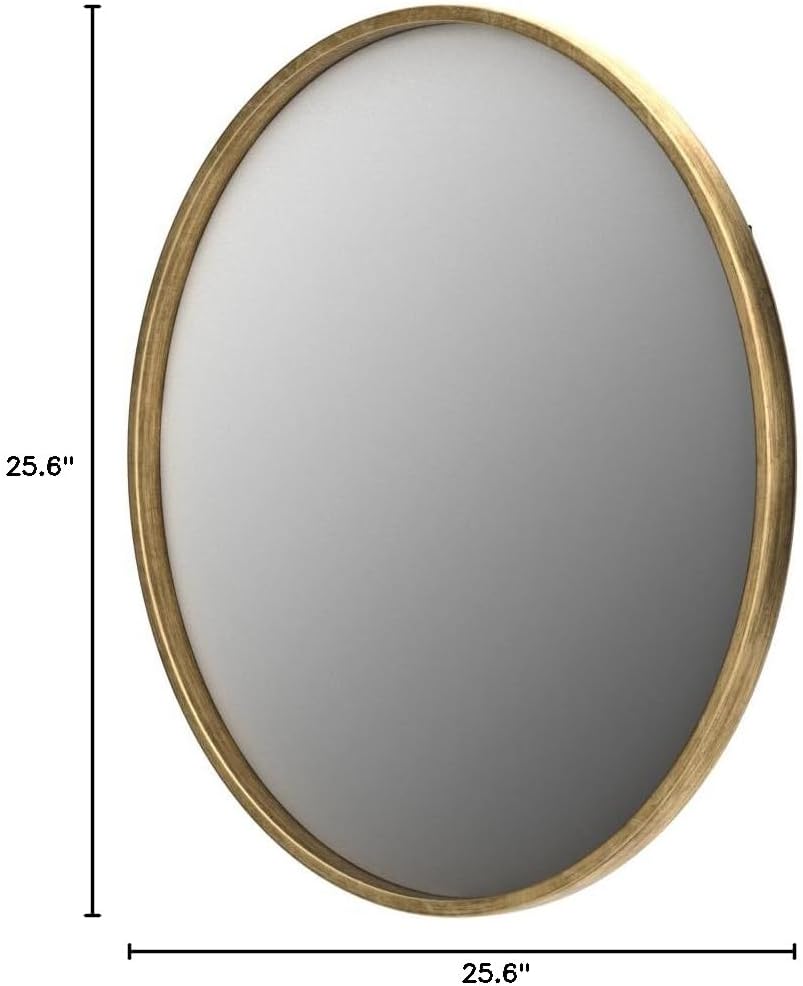 Kate and Laurel Travis Round Wood Wall Mirror, 25.6" Diameter, Gold, Modern Glam Wall Décor Accent