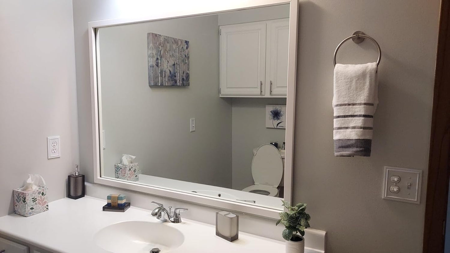 Frame My Mirror White Bathroom Mirror for Wall, 20" x 24" Pure White Bathroom Vanity Mirror, Made in USA, Hangs Horizontally or Vertically, Ellis Design