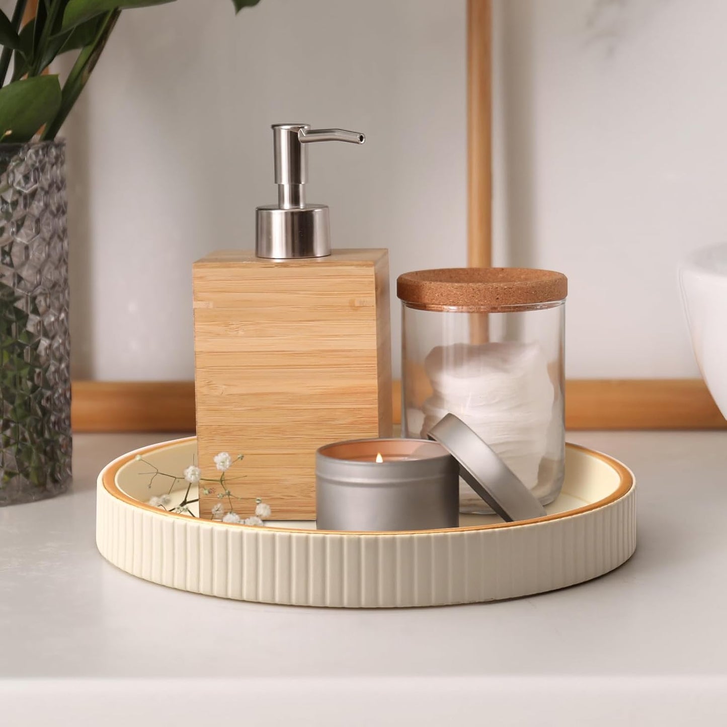 SANZIE Leather Tray Desktop Storage Organizer Premium Serving Tray Decorative Tray Valet Tray for Sundries Cosmetics Phone Wallet Cutlery