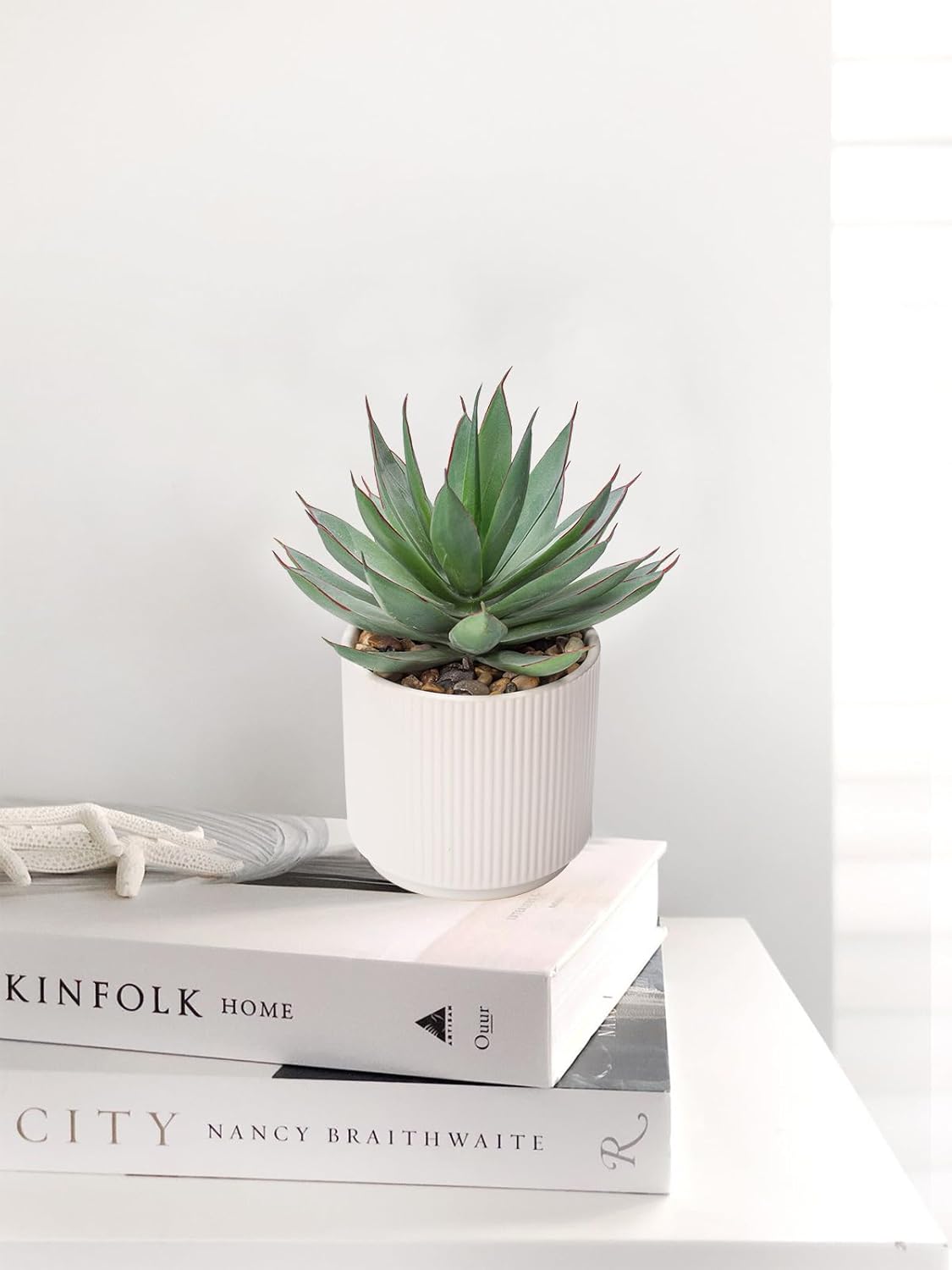 Briful Succulents Plants Artificial for Home Decor, Realistic Potted Fake Agave Plant, Cute Aloe Maguey Faux Plant, Bookshelf Tabletop Decor, Modern Farmhouse Home Bathroom Decorations
