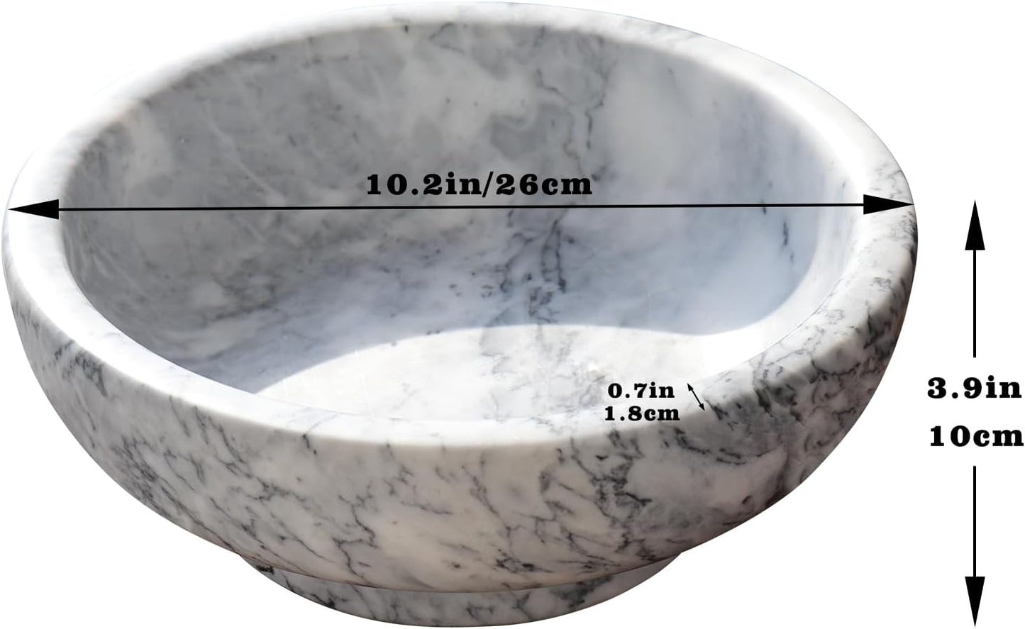 Natural Marble Fruit Bowl for Kitchen Counter, 10.2" Large Luxury Home Decorative Bowl, Modern Pedestal Key Organizer Bowl, 10 lb Heavy Solid Marble Decor for Centerpiece Entryway & Coffee Table
