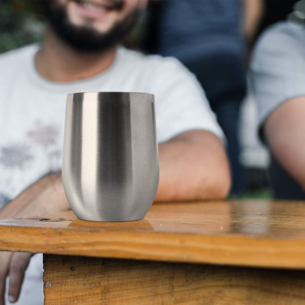 HASLE OUTFITTERS 12oz Wine Tumbler with Lid Stemless Wine Glasses Double Wall Vacuum Travel Mugs stainless steel Coffee Cup for Cold & Hot Drinks Wine Coffee Cocktails Beer (Stainless Steel, 1 Pack)