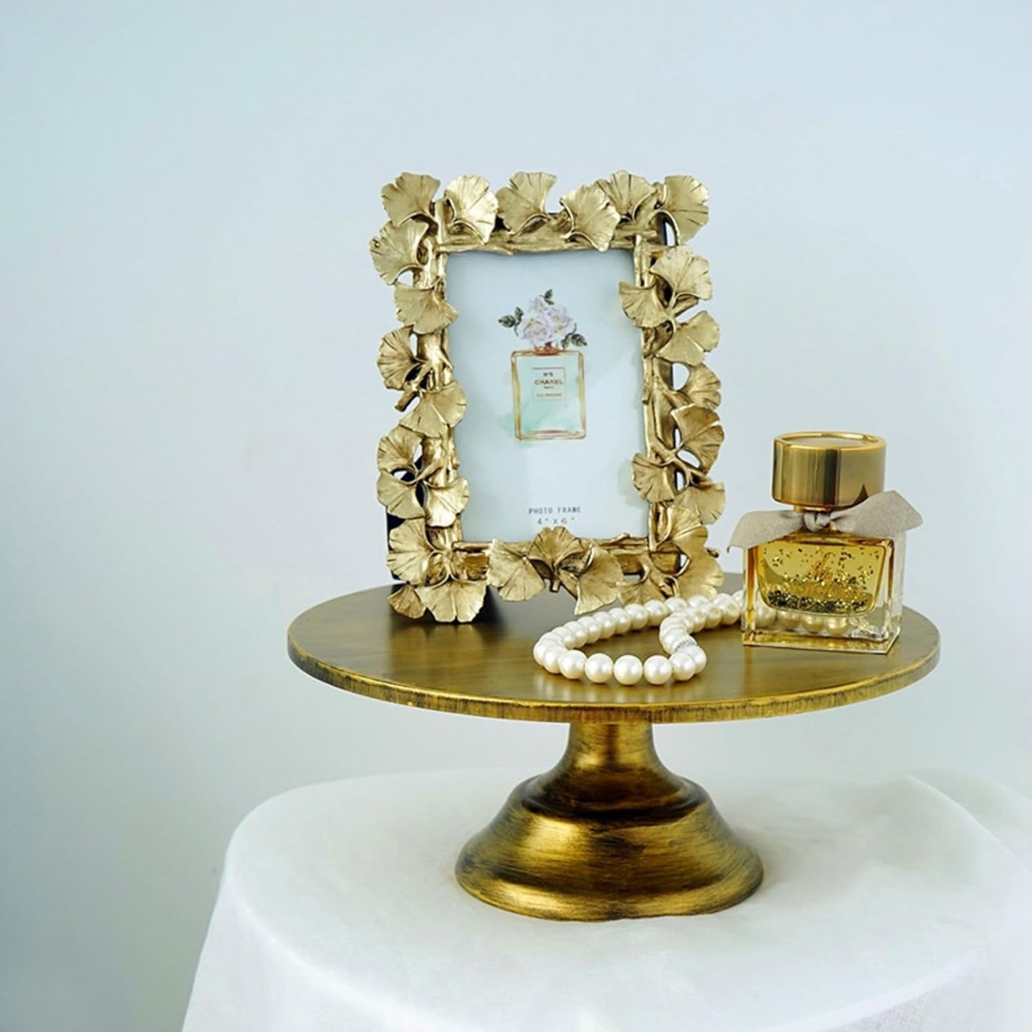 1PCS 4X6 Inch Vintage Photo Frame Resin Picture Frame Ginkgo Leaves Decoration Photo Frame Stand Holder (Golden)