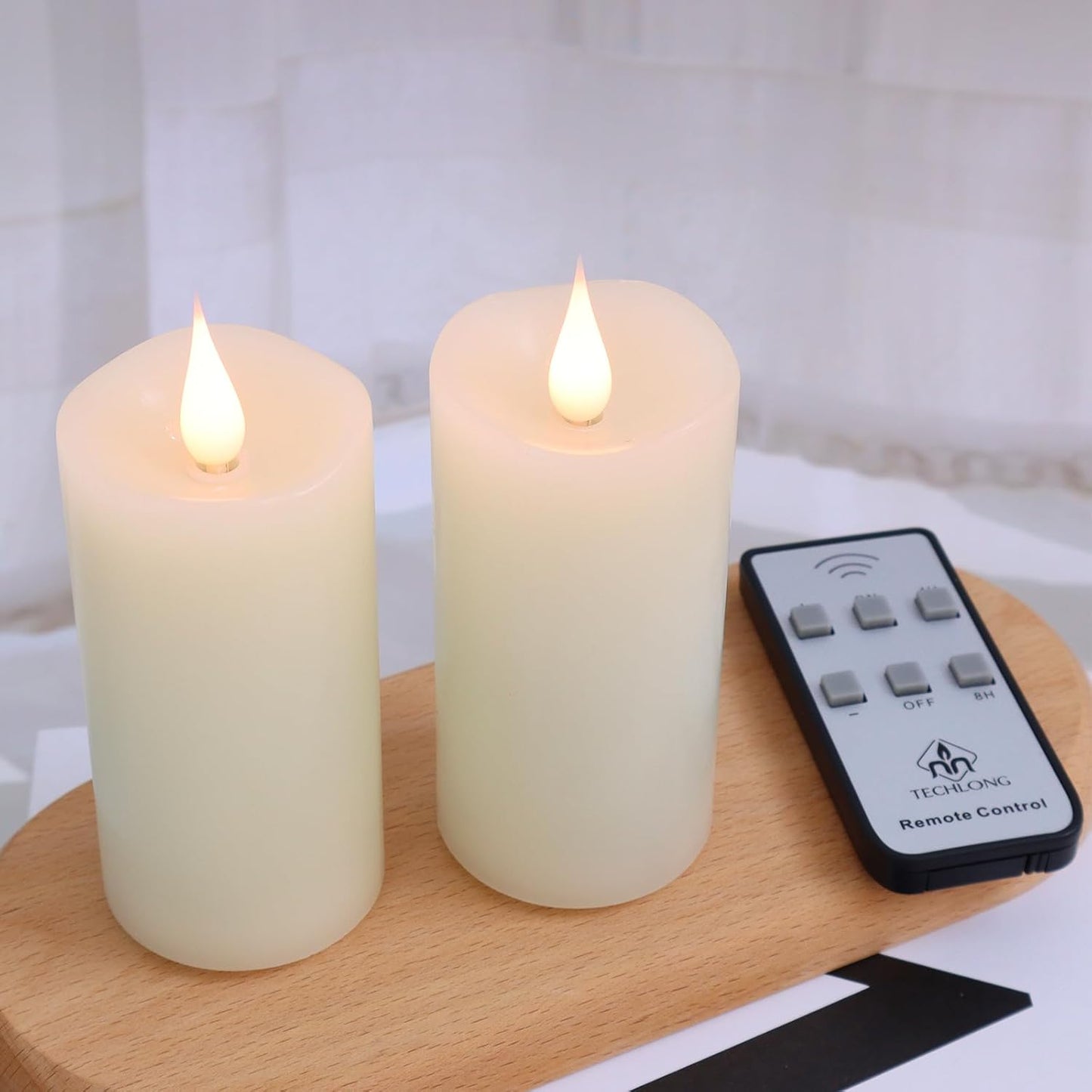 Flameless Candles Battery Operated with Remote Timer, 3D Moving Flame Flickering, Last 400+ Hours, 2" x 4" Ivory Real Wax Electric LED Candle for Christmas Home Wedding Decor, 2 Pack