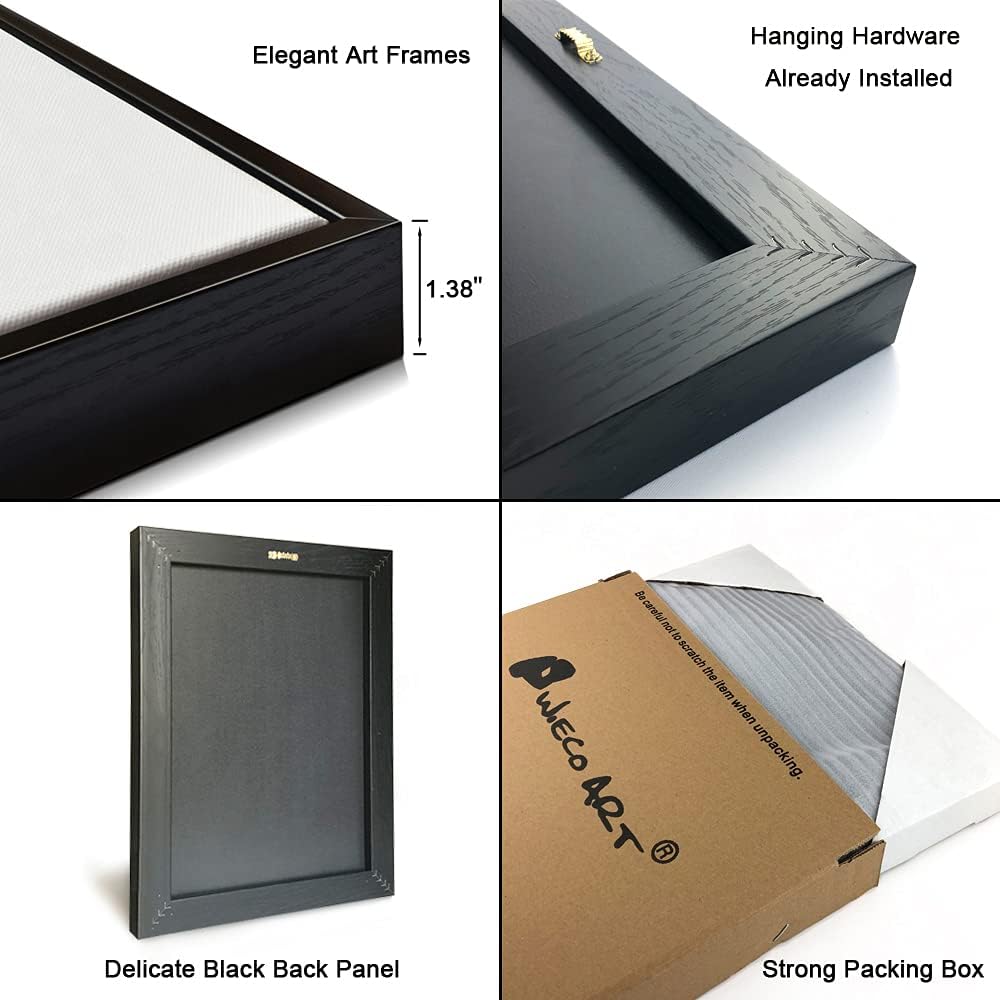 Wieco Art Impression Sunrise Modern Framed Canvas Wall Art Canvas Prints of Claude Monet Oil Paintings Reproduction Seascape Artwork Sea Pictures on Canvas for Home Decorations