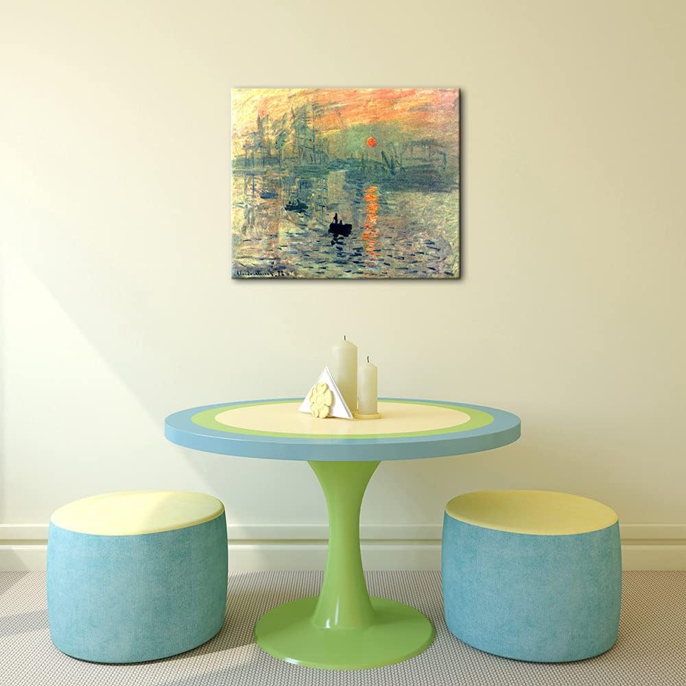 Wieco Art Impression, Sunrise by Claude Monet Famous Oil Paintings Reproduction Modern Canvas Prints Seascape Artwork Sea Pictures on Canvas Wall Art for Living Room Home Decorations