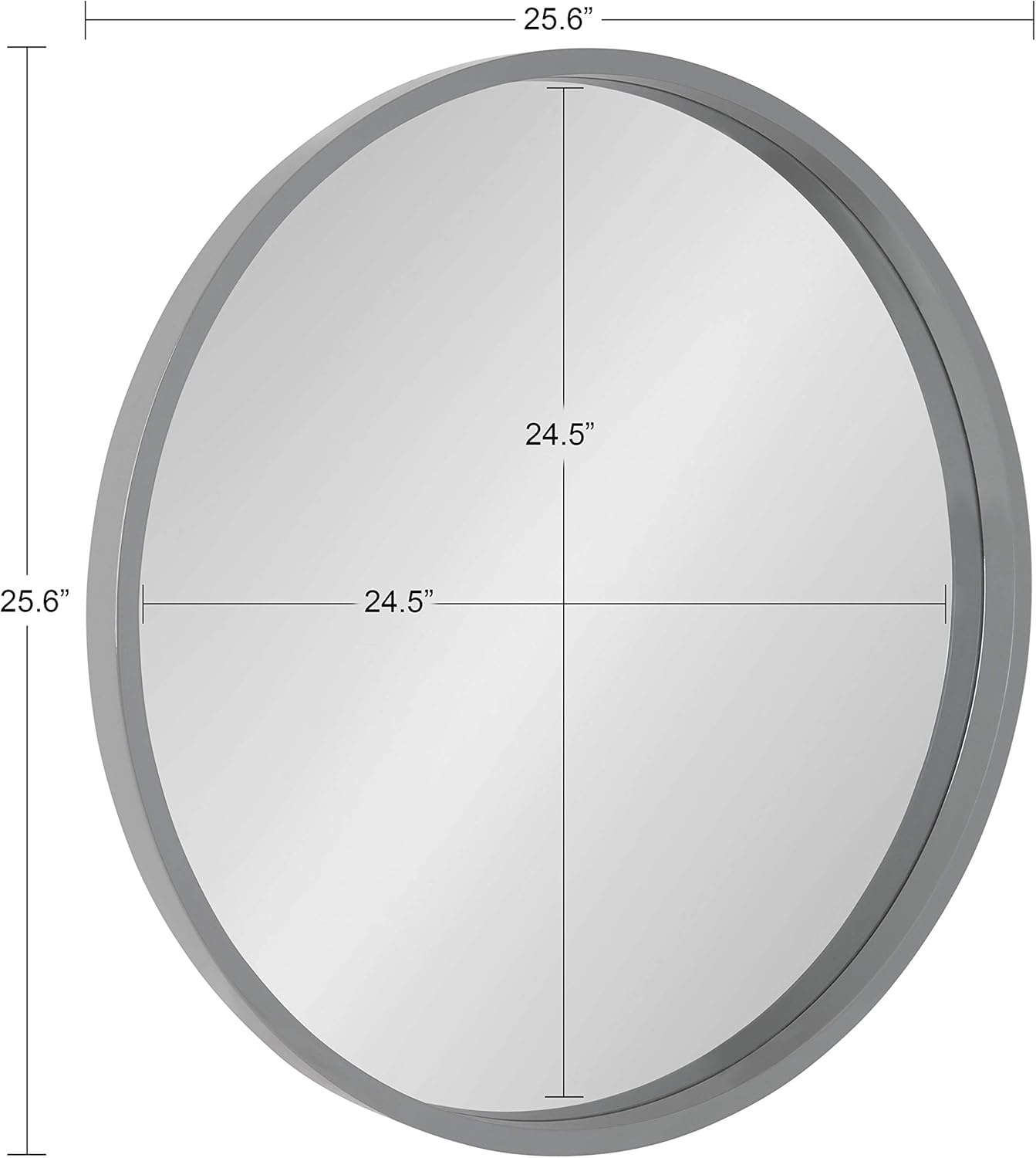 Kate and Laurel Travis Round Wood Wall Mirror, 25.6" Diameter, Gray, Modern Wall Décor Accent
