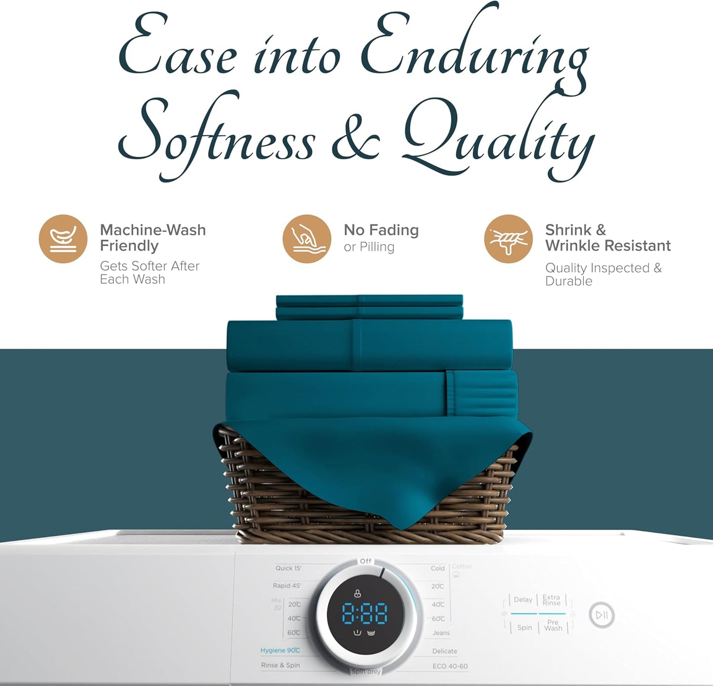 Carressa Linen 100% Egyptian Cotton Pillow Cases Standard/Queen Size Set of 2 - Luxury 1500 Thread Count Sateen Teal Pillow Cases, Silky Soft Cotton Pillowcases Fits Standard & Queen Pillows