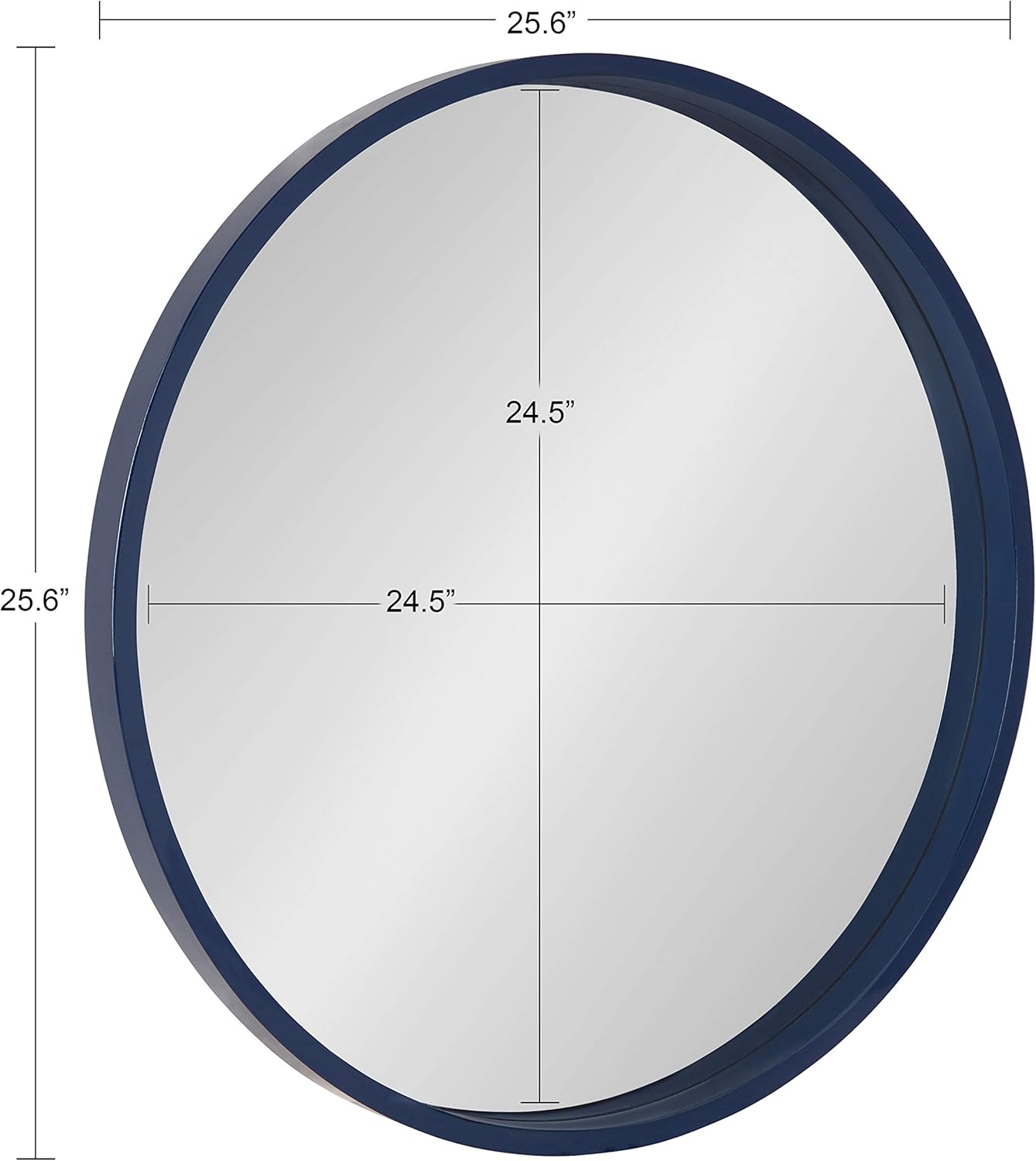 Kate and Laurel Travis Round Wood Wall Mirror, 25.6" Diameter, Navy Blue, Modern Wall Décor Accent