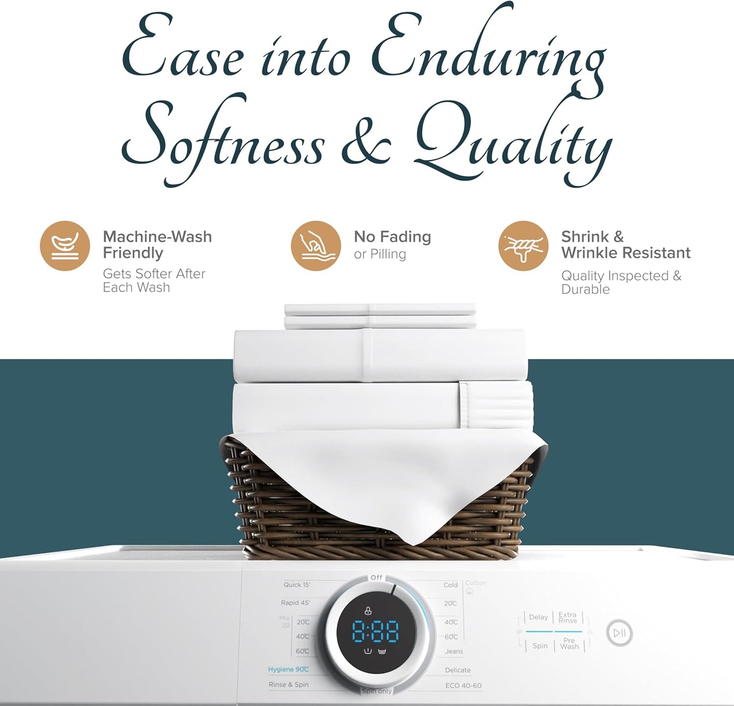 Carressa Linen 100% Egyptian Cotton Pillow Cases King Size Set of 2-1500 Thread Count Sateen White Stripe Pillow Covers, Luxury 5 Star Hotel-Quality Pillowcases, Fits King Pillows