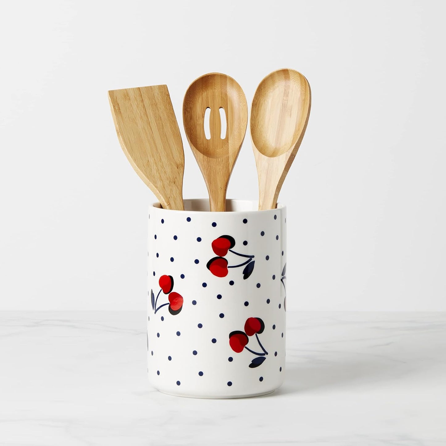 Kate Spade New York Vintage Cherry Dot 4-Piece Utensil Crock Set, 3.90, White