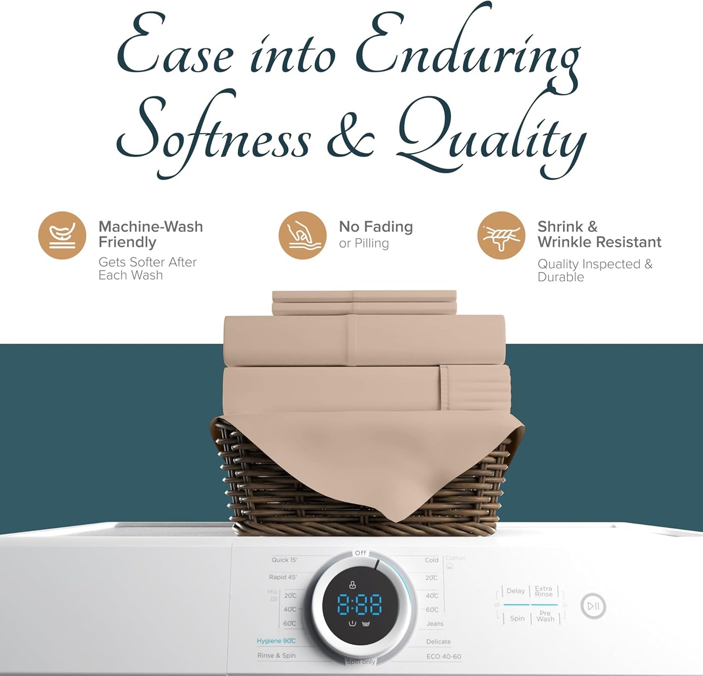 Carressa Linen 100% Egyptian Cotton Pillow Cases King Size Set of 2-1500 Thread Count Sateen Taupe Pillow Covers, Luxury 5 Star Hotel-Quality Pillowcases, Fits King Pillows