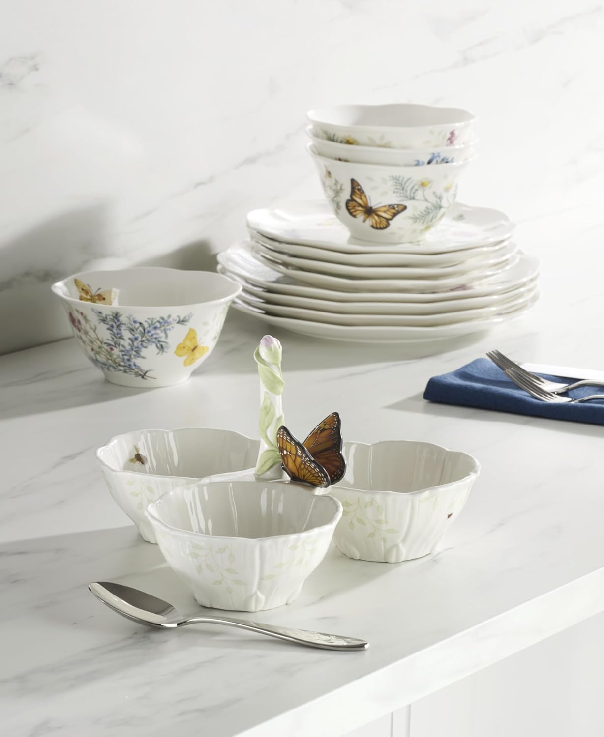 Lenox 897160 Butterfly Meadow Floral 3-Section Server
