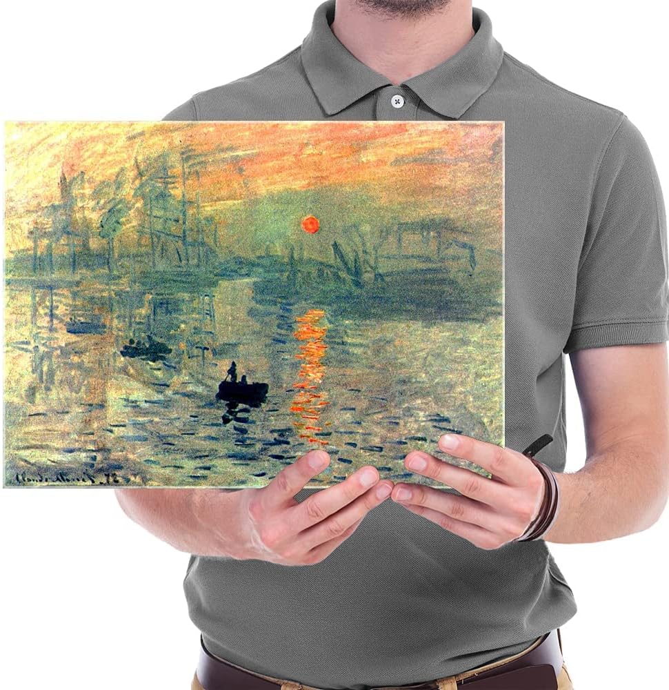 Wieco Art Impression, Sunrise Modern Framed Giclee Canvas Prints of Claude Monet Famous Oil Paintings Reproduction Seascape Artwork Sea Pictures on Canvas Wall Art Ready to Hang for Home Decorations