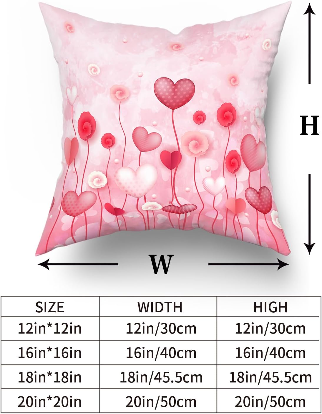 Giwawa Love Hearts Pillow Cover Set of 2 Red Pink Dots Heart Floral Cushion Covers Valentines Day Decorative Square Cotton Throw Pillowcases 18x18 Inches for Couch Sofa Bedding Wedding Holiday