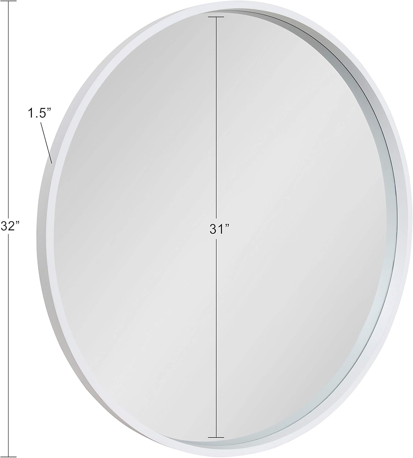 Kate and Laurel Travis Round Wood Wall Mirror, 31.5" Diameter, White, Modern Wall Décor Accent