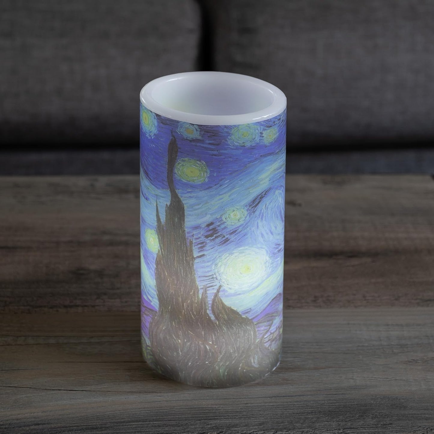 Lavish Home Flameless Candles - 2-Pack Van Gogh Starry Night Battery Operated Candles with Remote and Flickering Light for Home Décor