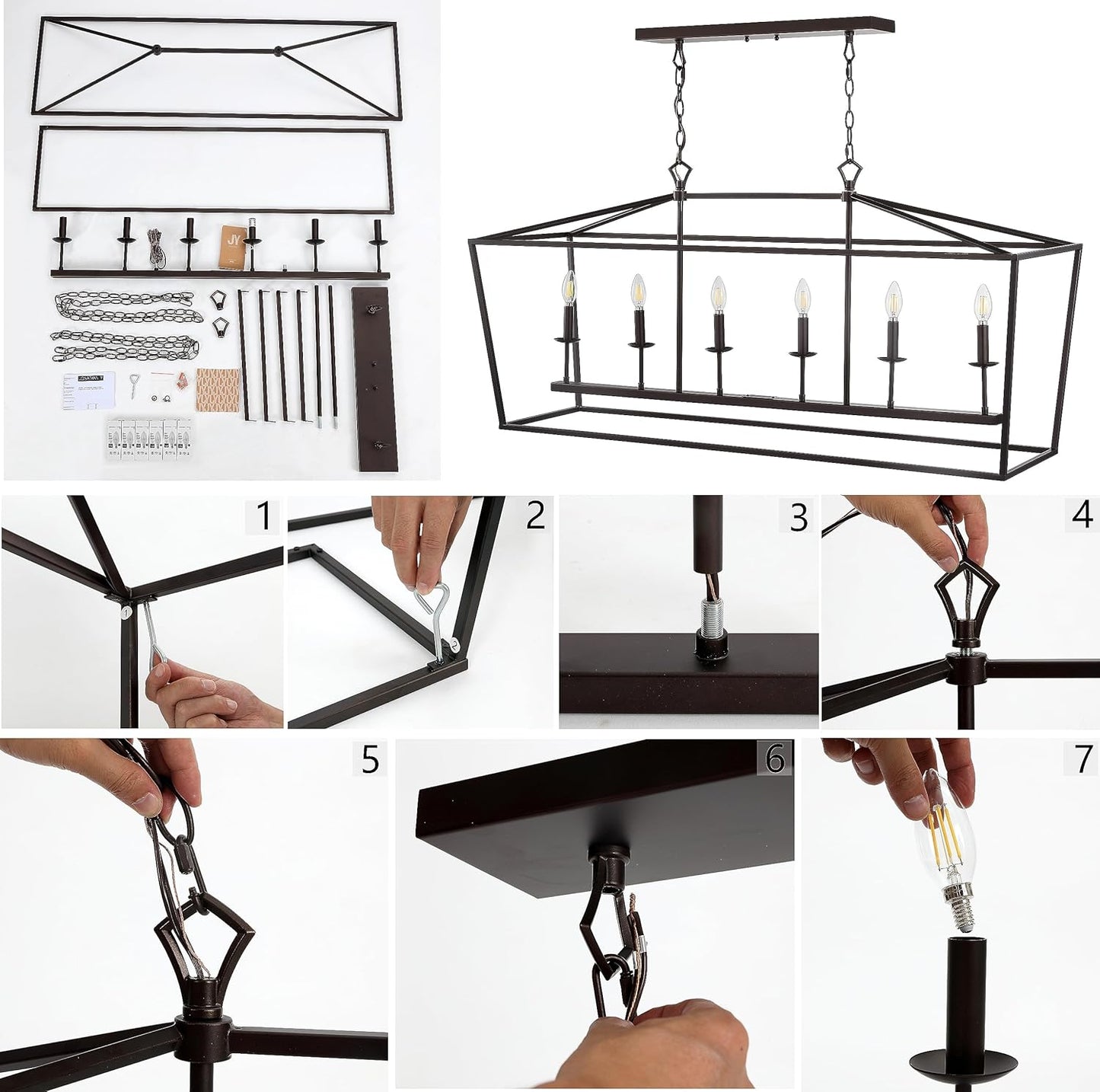 JONATHAN Y JYL7439C Pagoda Lantern Dimmable Adjustable Metal LED Pendant Classic Traditional Farmhouse Dining Room Living Room Kitchen Foyer Bedroom Hallway, 49 in, Chrome