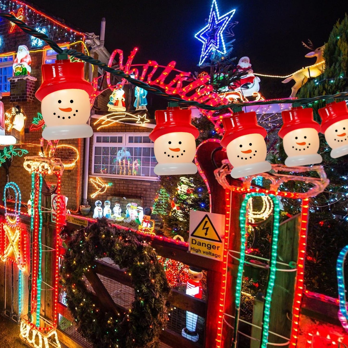 10-Light LED Christmas Snowman String Lights - Waterproof & UL Certified - Perfect for Outdoor and Indoor Use - Ideal for Christmas Tree, Bedroom, Door, Party Decoration