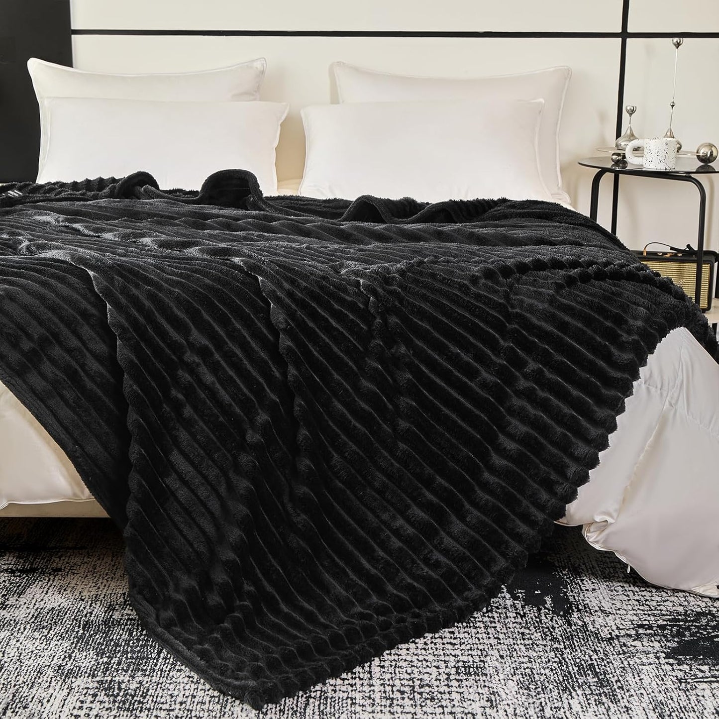 Twin Fleece Blanket for Couch - Super Soft Cozy Throw Blankets for Women,3D Striped Lightweight Blanket for Girls,All Seasons Flannel Blanket,Bed Home Decor,60x80 Inches