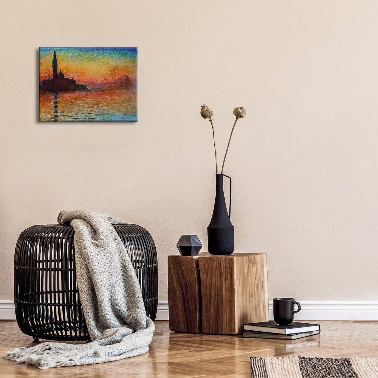 Wieco Art Dusk in Venice by Claude Monet Oil Paintings Reproduction Modern Giclee Canvas Prints Landscape Pictures Artwork Paintings on Canvas Wall Art for Home office Decorations