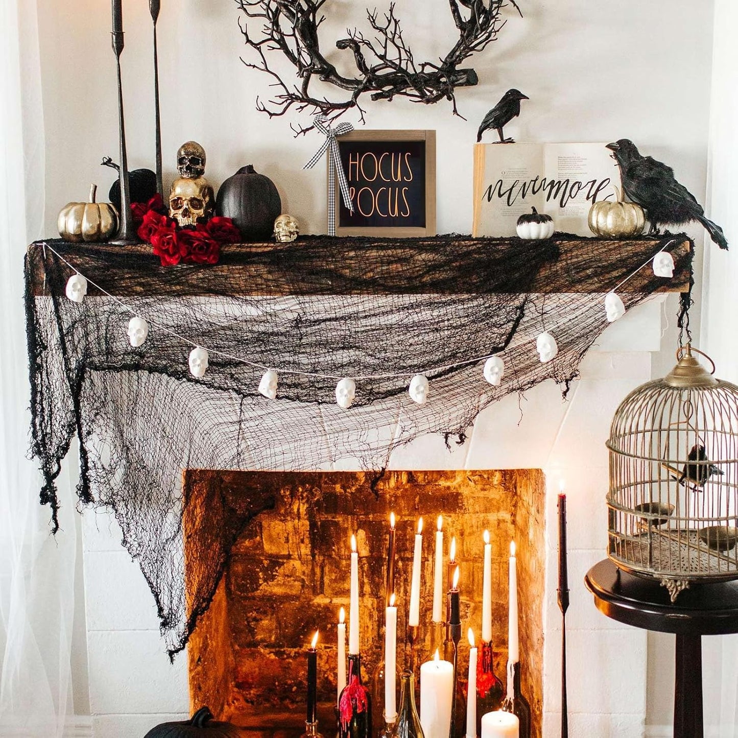 Hocus Pocus Sign, 6 Inch Wooden Halloween Decorative Signage Table Top Decor, Gothic Witch Indoor Tabletop Wall Art Shelf Mantel Desk Tiered Tray Rustic Farmhouse Home Decorations