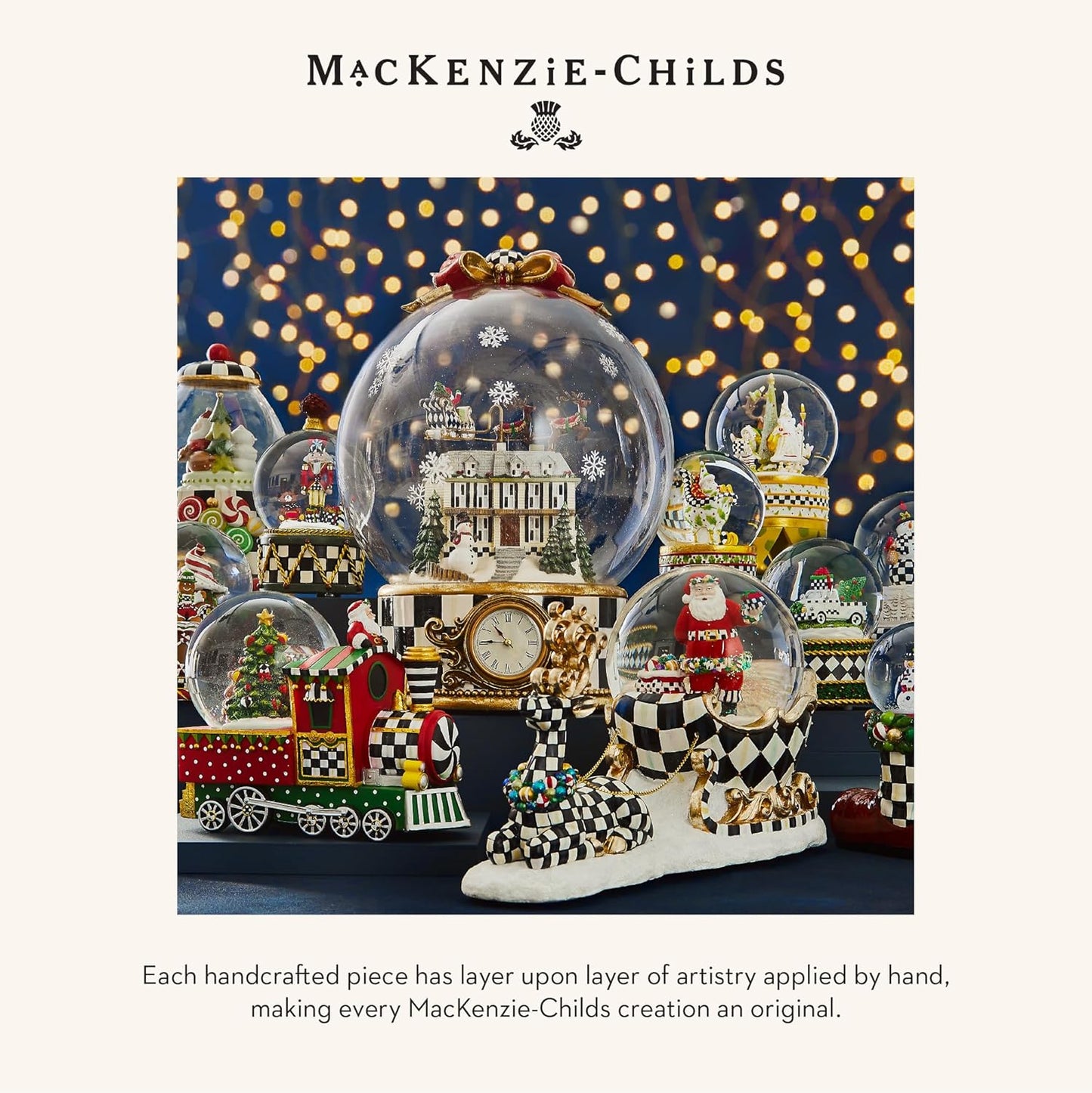 MACKENZIE-CHILDS Snow Globe, Christmas Decor for Living Room, Nutcracker