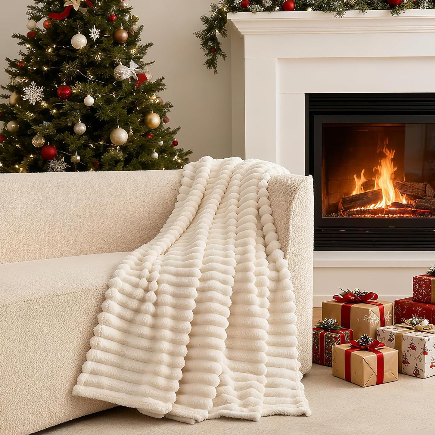 Twin Fleece Blanket for Couch - Super Soft Cozy Throw Blankets for Women,3D Striped Lightweight Blanket for Girls,All Seasons Flannel Blanket,Bed Home Decor,60x80 Inches