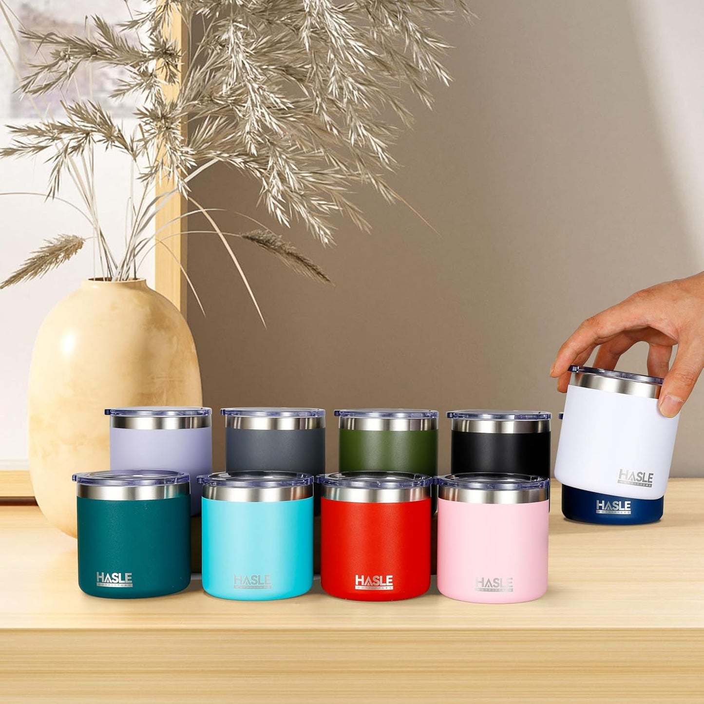 HASLE OUTFITTERS 10oz Insulated Tumblers with Lid and Straw,Stainless Steel Tumbler Travel Coffee Mug,Double Wall Reusable Tumbler Cup for Iced and Hot Drinks(Dark Green,6 Pack)