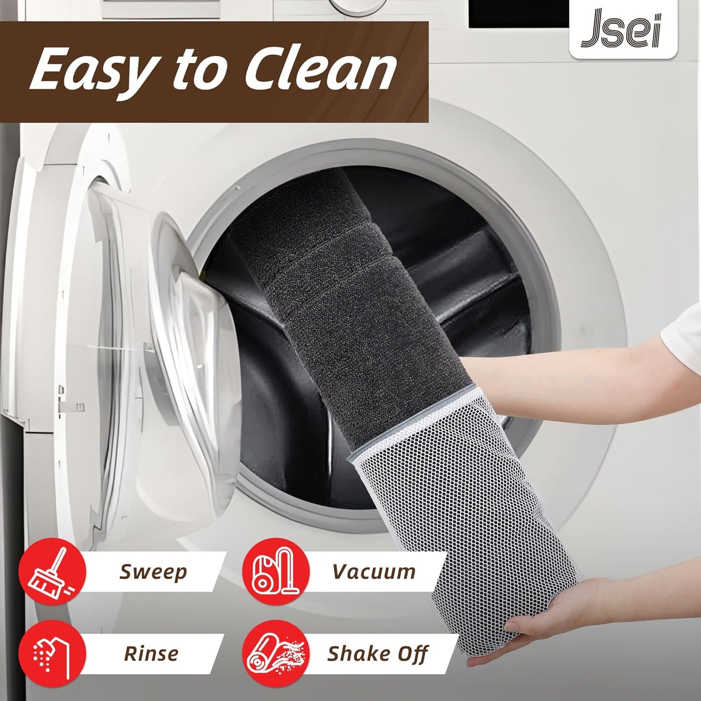 JSEI Entryway Rugs Doormat 32"x48", Non-Slip Dirt Trapper Door Mats Indoor, Washable Absorbent and Stain Resist Welcome Floor Mat for Front Door, Dog Door Mat, Muddy Wet Shoes & Paws, Dark Grey