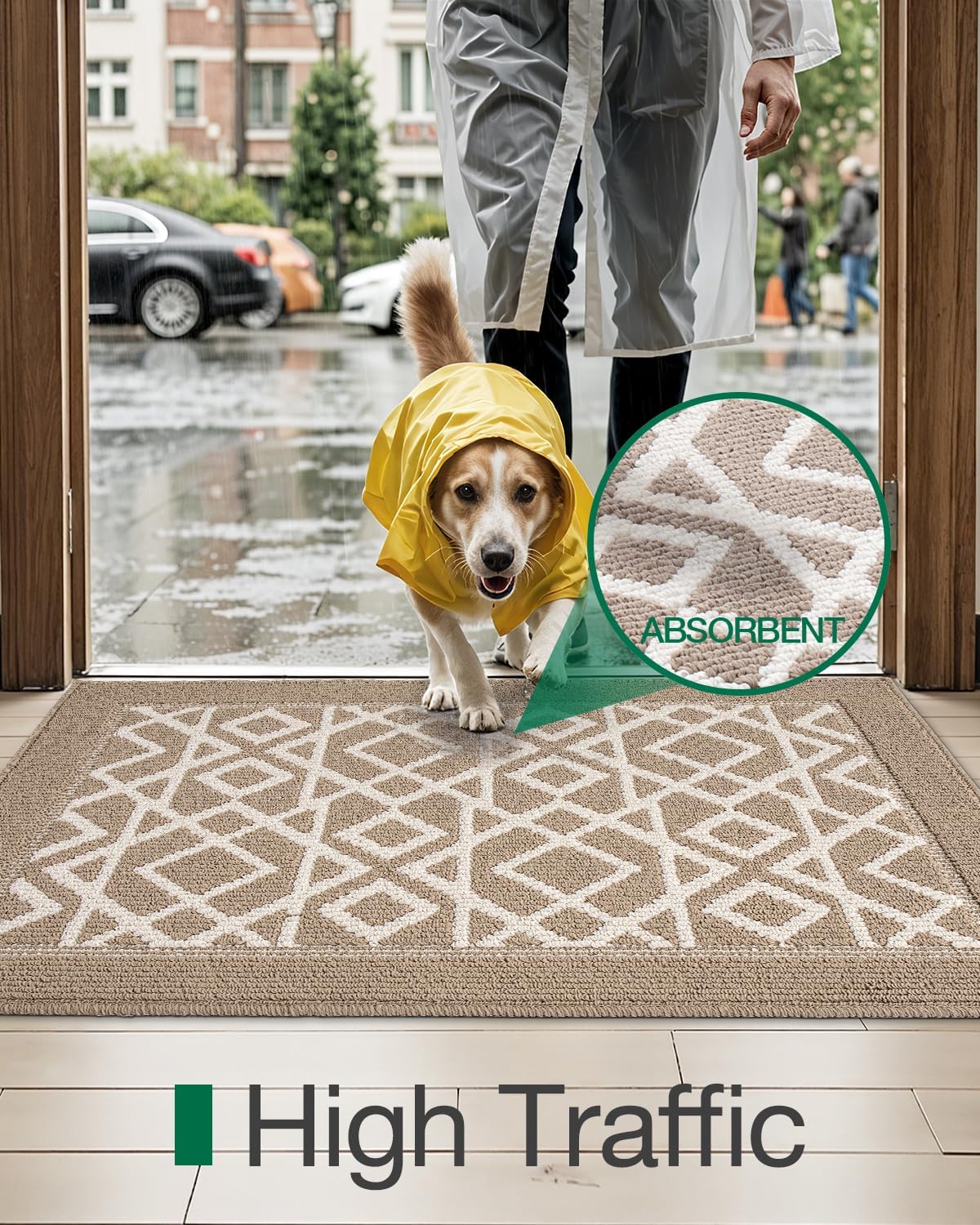 LUMI Entryway Floor Mat 32x48, Deep Mud Removal and Water Absorption, Dustproof and Wear-Resistant, Easy to Clean, Suitable for Home/Office, Taupe