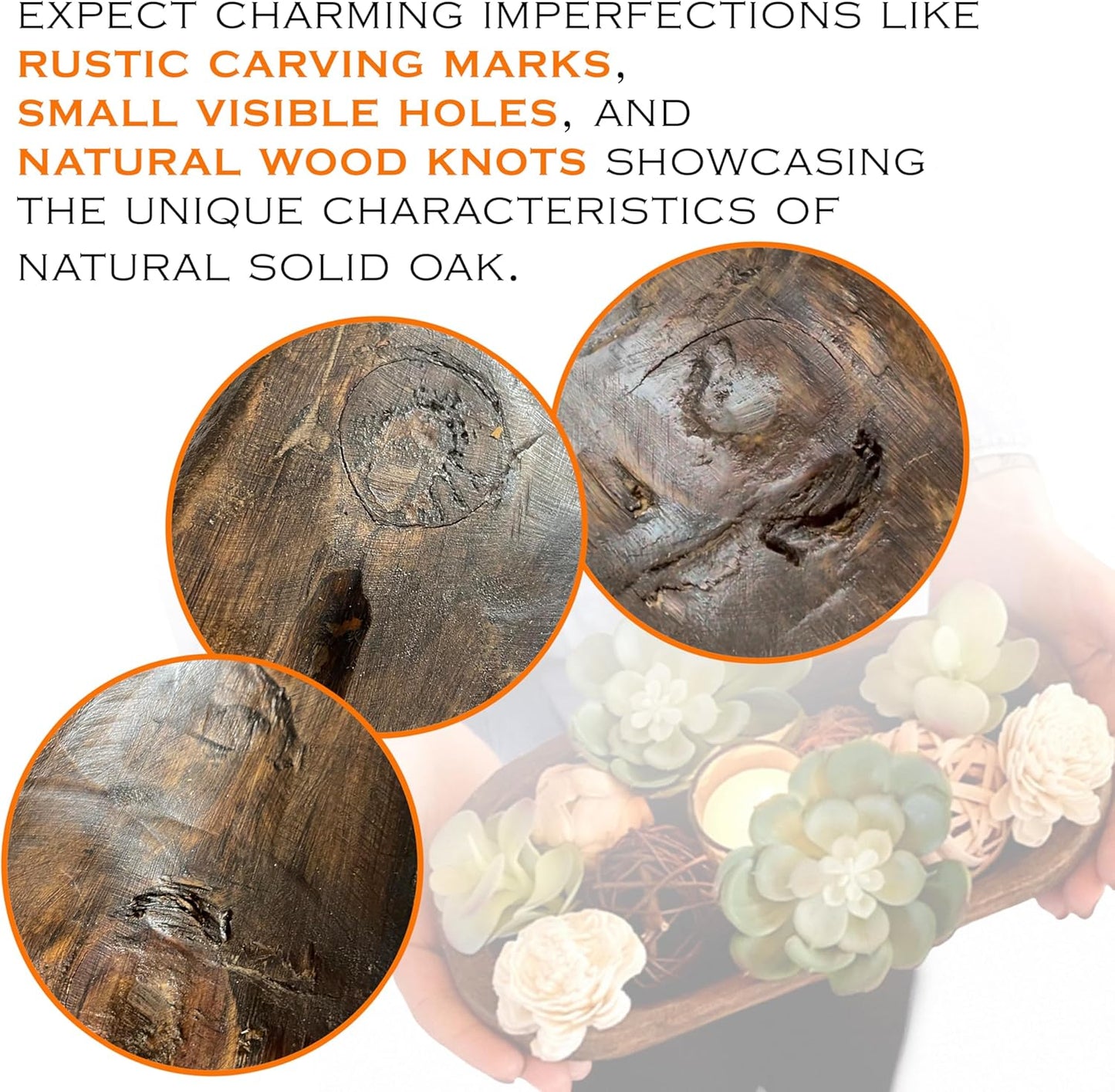 MAINEVENT Decorative Bowl Home Decor Approx 10x14 Inch, Wooden Dough, Wooden Wood Dining Room Table Centerpiece Decor Wood Bowl Key Decorative Centerpiece Baguette Bowl Made in USA