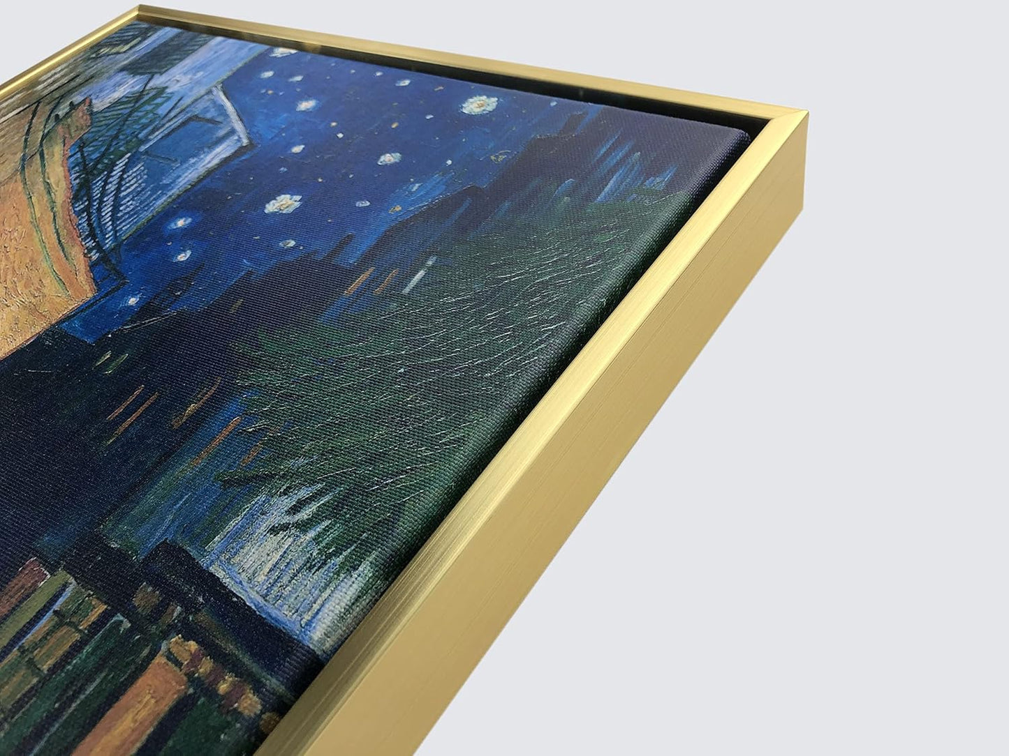 Wieco Art Framed Art Canvas Prints of Cafe Terrace at Night Canvas Prints Wall Art by Van Gogh Paintings Reproduction Abstract Artwork for Wall Decor Golden Frame VAN-0060_5060-GF
