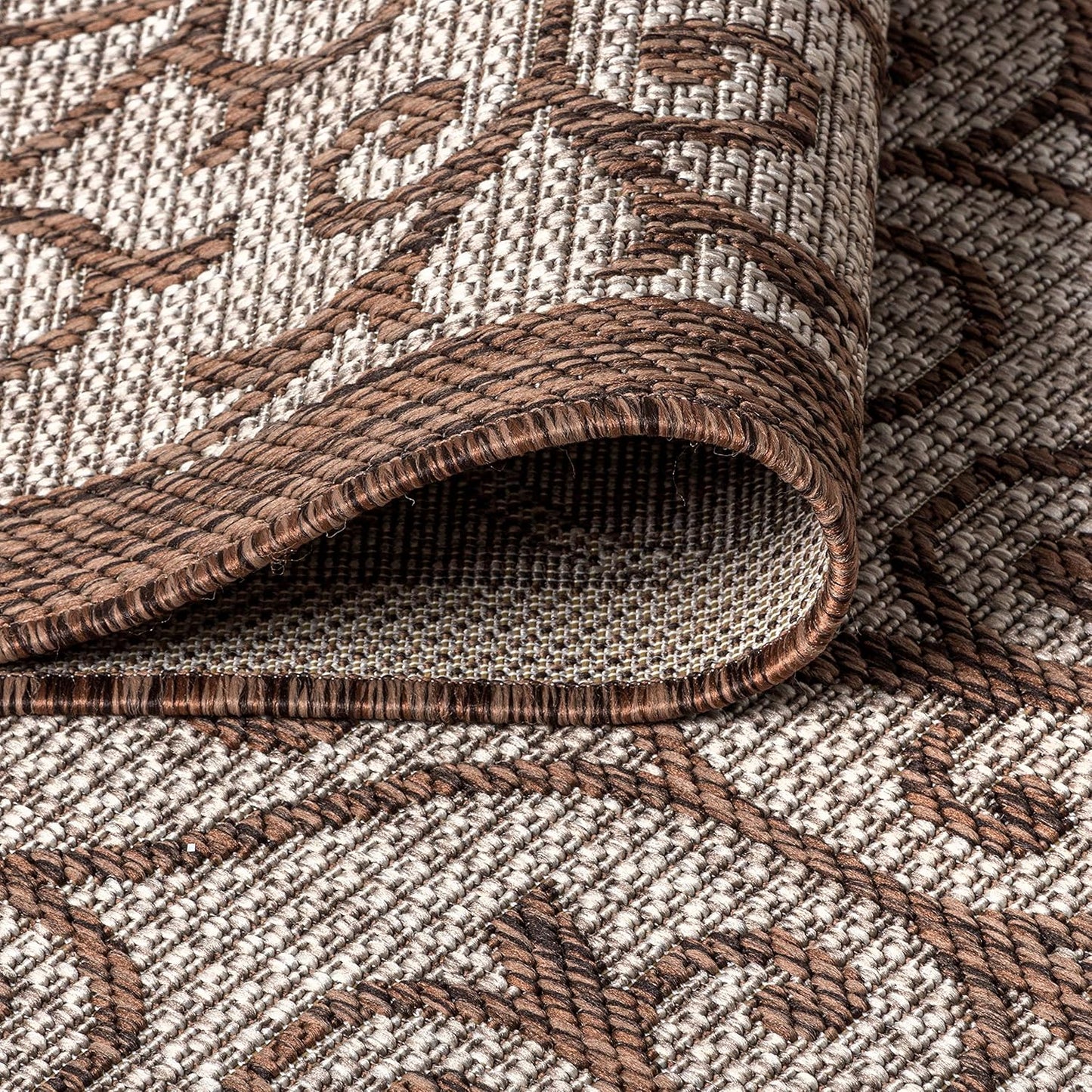 JONATHAN Y Vintage Filigree Indoor Outdoor Area Rug 5X8 Taupe/Espresso, Madrid Textured Weave for Backyard, Patio, Porch, Easy-Cleaning, High Traffic, Pet-Friendly, Non-Shedding (SMB107C-5)