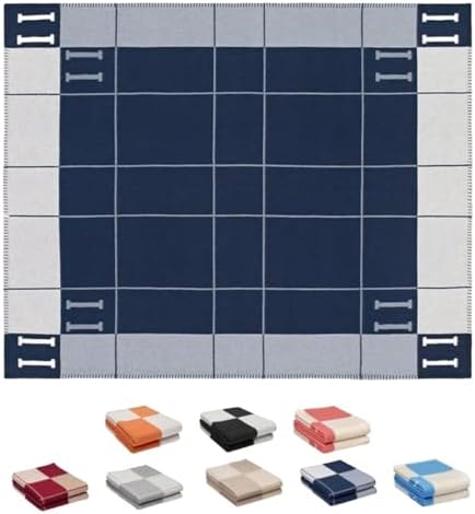 h Blanket Soft Throw Blanket Faux Fleece Cashmere Plaid Warm Shawl Thick Knitted Plush Cozy Comfy for Women Throw Blanket for Sofa Couch Bed Queen King Size 55x66 in (Navy Blue)