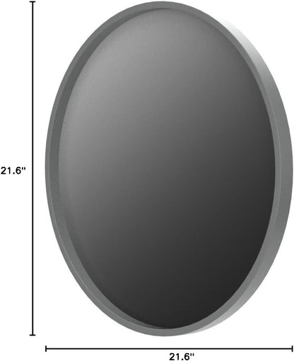 Kate and Laurel Travis Round Wood Wall Vanity Mirror, 22 Inch Diameter, Gray, Modern Circle Mirror for Use as Bathroom Mirror for Over Sink or Accent Entryway Mirror