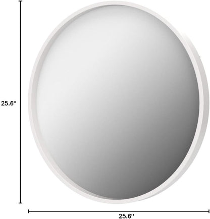 Kate and Laurel Travis Round Wood Wall Mirror, 25.6" Diameter, White, Modern Wall Décor Accent