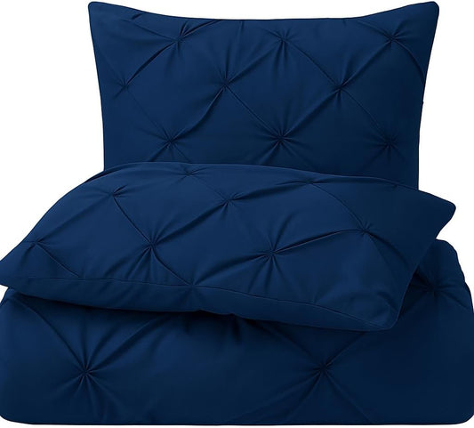 COTTON STICH King Pillow Shams Set Of 2 Navy Blue 20x36 Pinch Pleated Pillow Shams Pillow Covers Hotel Quality 100% Egyptian Cotton 600 Thread Count Gorgeous Decorative Pinch King Pillow Sham Set of 2