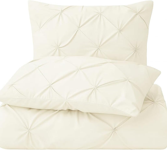 COTTON STICH Pinch Pleated Standard Pillow Shams Set of 2 Ivory 600 Thread Count Super Soft Ivory Pinch Pillow Shams Standard 20" x 26" Size 100% Egyptian Cotton Decorative Pillow Covers Set