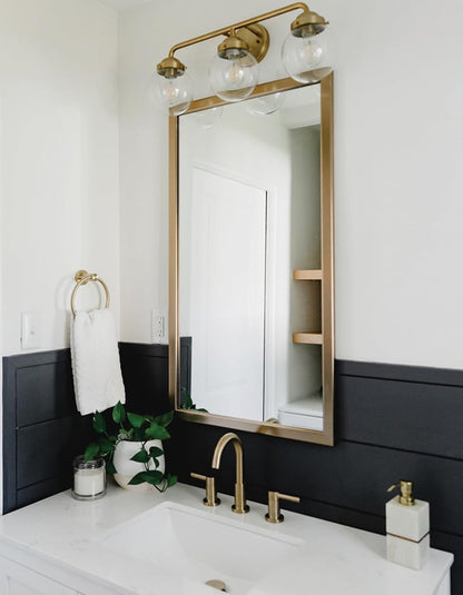 Frame My Mirror Gold Bathroom Mirror for Wall, 30" x 36" Champagne Bronze Bathroom Vanity Mirror, Made in USA, Hangs Horizontally or Vertically, Ellis Design