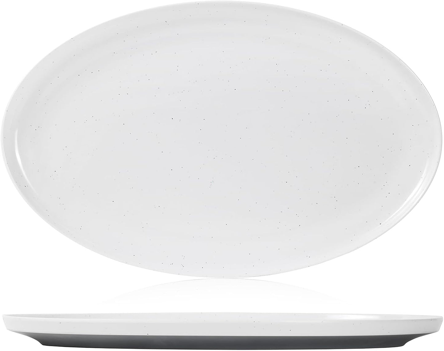 Webbylee ‌16" Melamine Oval Platter Set of 2 - Lightweight Durable Serving Tray for Party, Catering & Home | Dishwasher Safe, Fits Turkey/Charcuterie-White & Grey