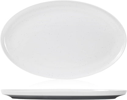 Webbylee ‌16" Melamine Oval Platter Set of 2 - Lightweight Durable Serving Tray for Party, Catering & Home | Dishwasher Safe, Fits Turkey/Charcuterie-White & Grey