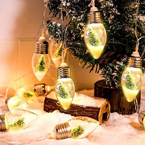 13FT Christmas Tree Snow Globe String Lights, 20 LED Clear Bulbs Christmas Tree String Lights for Bedroom, Wedding, Table Decoration, Outdoor Garden Party, Home Party Decorate(2 pcs)