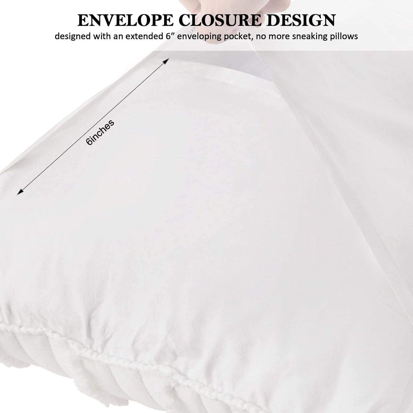 BOSOWOS Queen Size Pillow Shams Set of 2, Ultra Soft Breathable 20 x 30 Inches Pillow Case Envelope Closure, Microfiber Farmhouse Bed Pillowcases for Easy Care, White