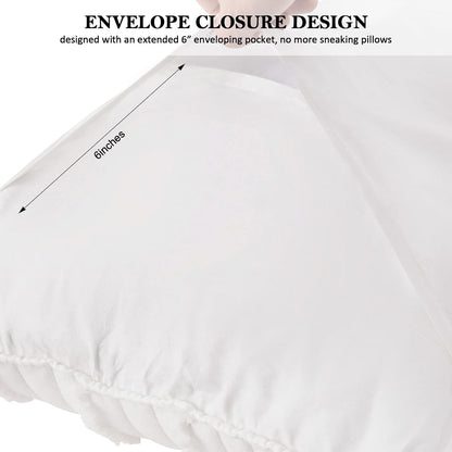 BOSOWOS Queen Size Pillow Shams Set of 2, Ultra Soft Breathable 20 x 30 Inches Pillow Case Envelope Closure, Microfiber Farmhouse Bed Pillowcases for Easy Care, White