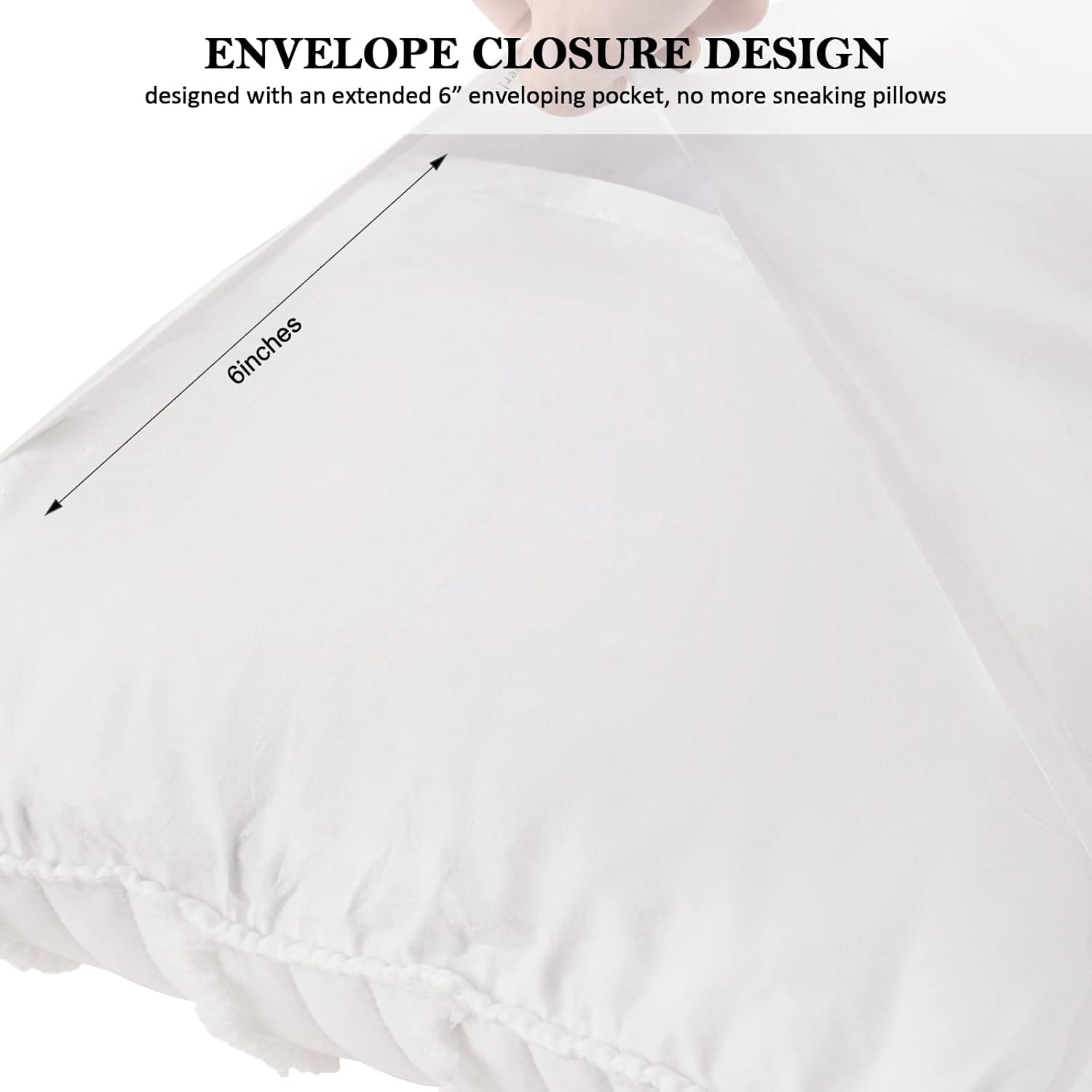 BOSOWOS King Size Pillow Shams Set of 2, Ultra Soft Breathable 20 x 36 Inches Pillow Case Envelope Closure, Microfiber Farmhouse Bed Pillowcases for Easy Care, White