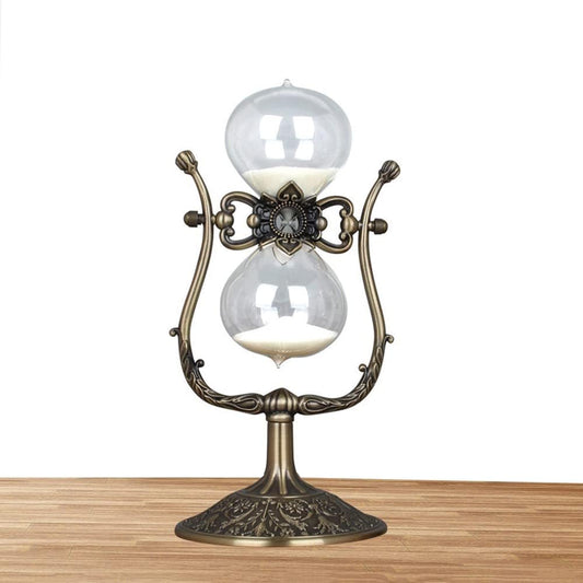 Hourglass Timer, 15 Minutes Hourglass Timer,Hourglass Desk Decor，Embossed Golden Hourglass Timer,Used for Vintage Home Decoration, Office Decoration, Kitchen Wedding Gifts (C)